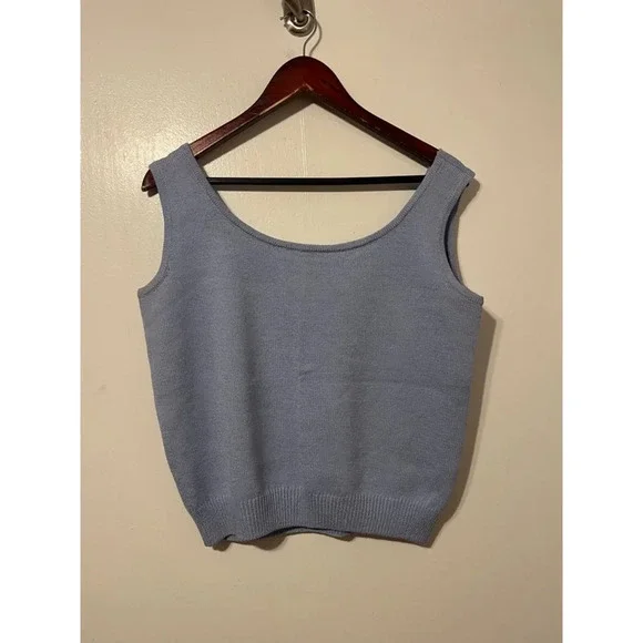 Vintage St. John Blue Sleeveless Blouse Size Large - Picture 3 of 5